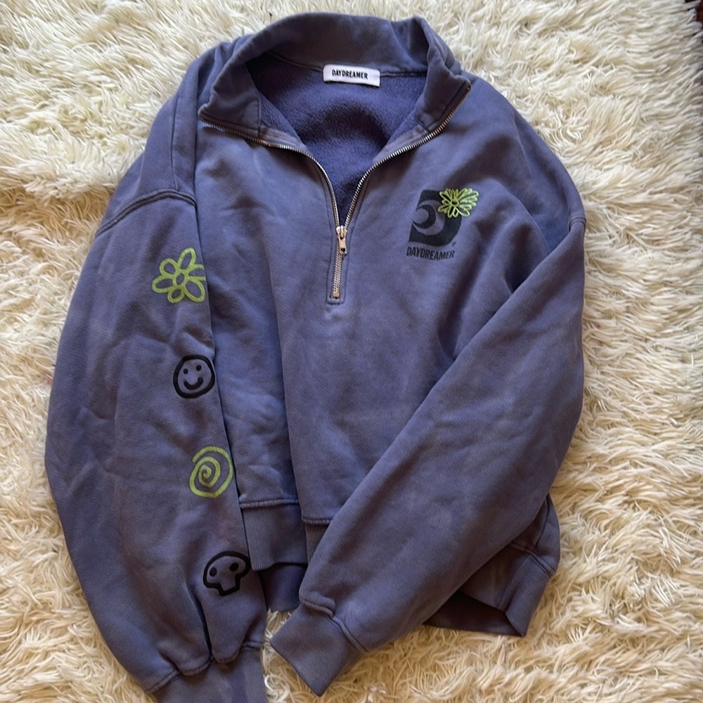 daydreamer purple cropped zip up sweatshirt